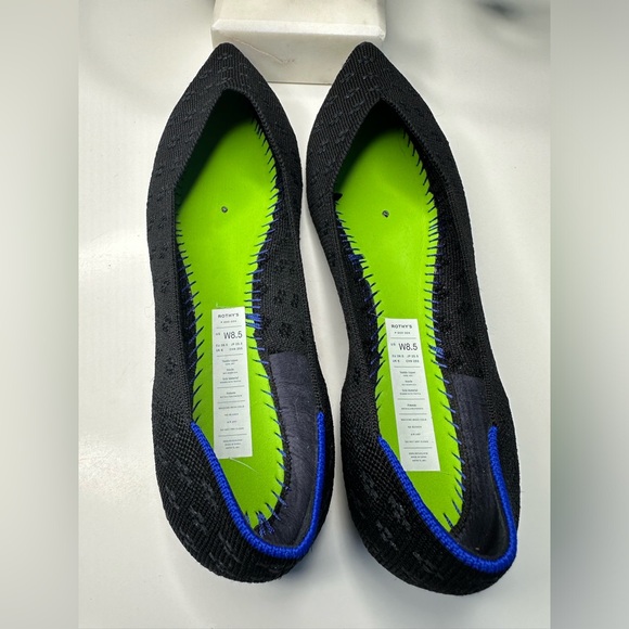 Rothy’s the Point metallic embroidered floral black pointy toe flats size 8.5 - Picture 7 of 7